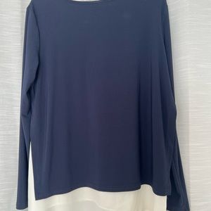 Joseph Ribkoff layered top navy and cream